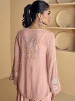 Light Pink Real Georgette Koti Style Sharara Suit